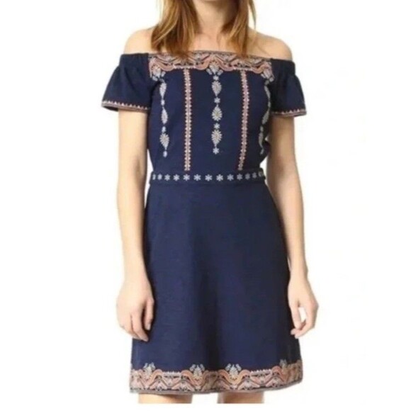Tory Burch Dresses & Skirts - New Tory Burch Nell Embroidered Navy Dress, Size S
